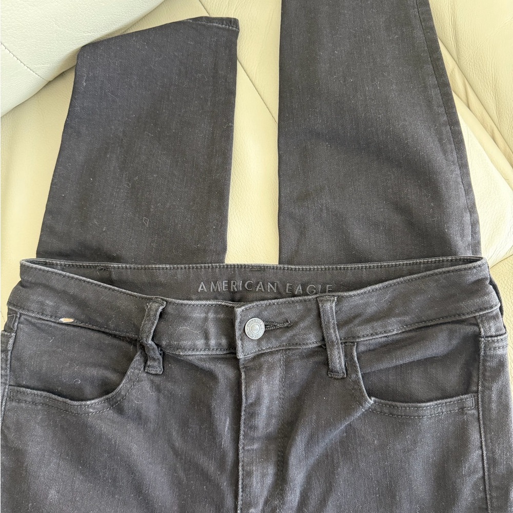 American Eagle Black Distressed Skinny Jeans